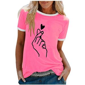 Funaloe Winter Sale Halloween Christmas Summer Fall Tops Clearance T Shirts for Women Women's Fashion Casual Printed Crewneck Loose Short Sleeve Pullover Tops Plus Size Panel Top Pink XXXXL UK Size Special Occasion Oktoberfest Shirt Best Friend Personaliz