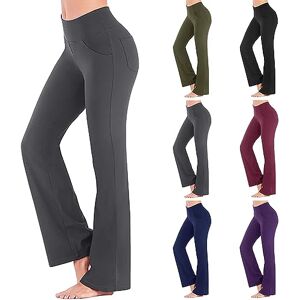 Womens Jeggings Black Flared Trousers with Pockets High Waist Leggings Bootcut Solid Colour Stretchy Trousers Activewear Pants Plain Slacks for Women Lightweight Sportswear Trousers for Women UK Skinny Pants Purple