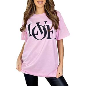 Fashionwise Womens Short Sleeve 90'S Baby Slogan Print T-Shirt Ladies Oversized Baggy Top (as8, Numeric, Numeric_12, Regular, Regular, Love Pink)