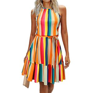 Newshows Summer Dresses for Women UK Halter Neck Dress Ladies Floral Beach Dress for Holiday Vacation(Floral-1, XX-Large)