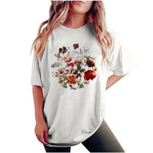 Generic Sale Clearance Blouses for Women UK Elegant Plus Size Loose Fit Blouses Tops Leisure Short Sleeve Round Neck Sunflower Graphic Print Casual Tees Shirts Tops Ladies Soft Comfy Classic-Fit Dressy Casual Tops