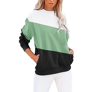 Women'S Jumpers Cardigans Womens Jumpers Ladies Hoodies Evening Women's Round Neck Colorblock Sweatshirt Long Sleeves Casual Pullover Cute Lightweight Loose Tops (GN2-2, XL) Womens Clothing Sale Clearance Uk