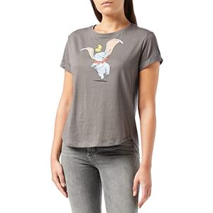 Disney Women's Dumbo Happy T-shirt T Shirt, Grey (Charcoal Ant), S UK