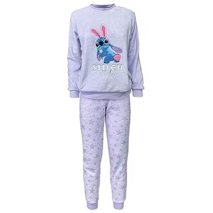 Disney Women's Long Winter Pyjamas Stitch Sweater and Trousers in Fleece 6210, purple, XS