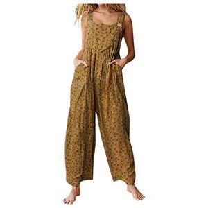 Janly Clearance Sale Womens One Piece, Women's Floral Prints Straps Wide Leg with Pockets Vintage Jumpsuit for Summer Holiday