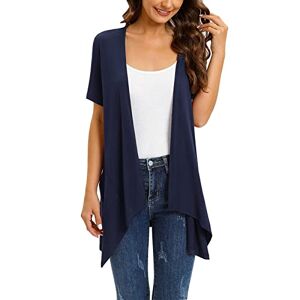 Fnkdor Ladies Sweaters for Fall Women Floral Short Sleeve Cardigans for Women Casual Drape Open Front Lightweight Summer Cardigan with Pocket High Low Hem Long Cardigan Vest for Women Navy