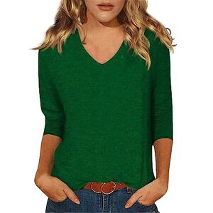 Women Clothes Sale Clearance Cocila Women's Classic Long Sleeve T-Shirt Womens Tops 3/4 Sleeve Summer Solid Plain Travel Cute Tops V Neck Slim Fit Half Sleeve Tshirts Shirts Spring Blouse Gentle Fabric Swim Cap (Green, XL)