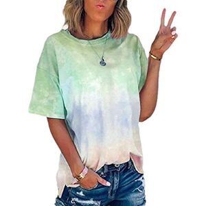 HAOLEI Tie Dye T Shirt for Women UK Plus Size 22-14,Ladies Blouses UK Crew Neck Gradient Shirts Color Block Short Sleeve Graphic Tee Top Loose Fit 2023 Casual Summer Tunic Tops Oversized