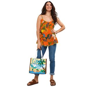 Joe Browns Women's Bright Fruit Print Floral Co Ord Cami Top, 12, Orange