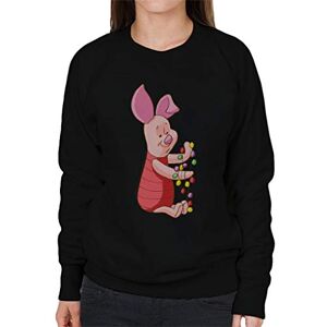 Disney Christmas Piglet Holding Festive Lights Women's Sweatshirt Black