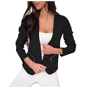 Kalorywee Summer Women Cardigan Blazer Suit Solid Colour Elegant Lapel Blazer Jacket Zip Pockets Detail Ladies Lightweight Autumn Coat KaloryWee Black