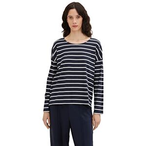 Tom Tailor Gmbh TOM TAILOR Ladie's 1037012 Long-Sleeved T-Shirt, 31540-Navy Offwhite Stripe, XXL