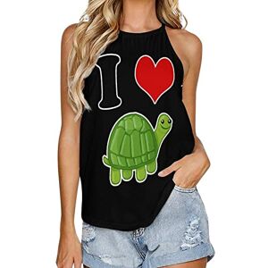 Generic041 I Love Turtles Fashion Tank Top for Women Summer Crew Neck T Shirts Sleeveless Yoga Blouse Tee L