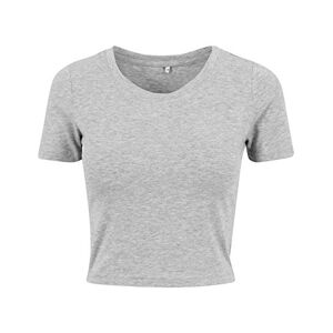 Build Your Brand Women's Cropped Tee T-Shirt, Grey, XS