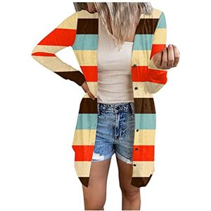 Wlhbf Cardigans for Women Uk Sale Clearance Women's Casual Fashion Tops Coat Plaid Striped V-neck Cardigan Coat Long Sleeve Jacket Top Button Light Weight Cardigan Sweaters for Women Open Front Summer