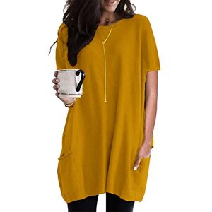 YMING Women's Round Neck Sweatshirt Casual Sweatshirt Plus Size Pullover With Pockets Yellow XL