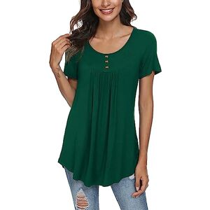 Generic Générique Women's U Neck Solid Color Short Sleeve Casual Blouse Tops White Corsets for Women with Sleeves, Green, S