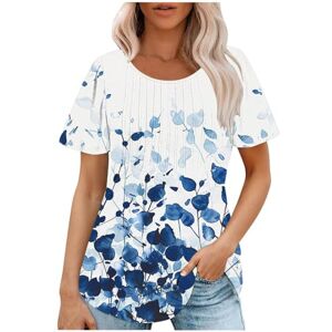 PRiME Womens Oversized T Shirt Casual T Shirts Women's Casual Short Sleeve Tops Loose Round Neck Top Long Blouses Basic Crop Tops Loose Vest Tops Night Shirts S Club Party Streetwear Blue