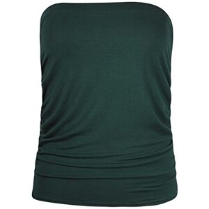 Purple Hanger Womens Plain Ruched Ladies Sleeveless Gathered Elasticated Soft Stretch Strapless Bandeau Boob Tube Vest Top Dark Green Size 14 - 16 (L/XL)