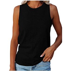 HAOLEI Ladies Summer Sleeveless Tops UK Crew Neck Vest Tops Plain Tank Top Loose Fit Casual Solid Cami Shirt Blouse Tee Shirts Tunic Camisoles Sports Fitness Yoga Running Tank Tops Plus Size 8-22