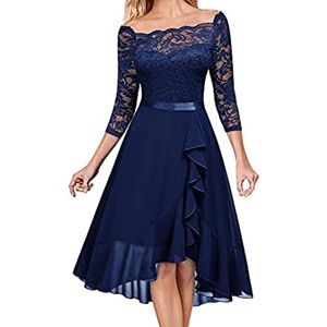 AMhomely Summer Dresses Women UK Lace Short Sleeves Party Dress Cocktail Prom Ballgown Vintage Dress Trendy Tunic Dresses Activewear Dresses Vacation Cocktail Formal Work Wedding''，Navy