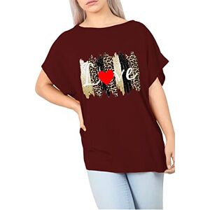 Be Jealous Womens Leopard Love Oversized Direct Sleeve Bardot Off Shoulder Baggy T Shirt Top M/L (UK 12/14)