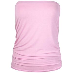 Purple Hanger Womens Plain Ruched Ladies Sleeveless Gathered Elasticated Soft Stretch Strapless Bandeau Boob Tube Vest Top Baby Pink Size 22-24 (XXXL)