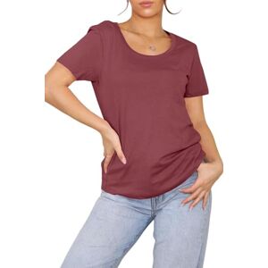 Be Jealous Womens Cotton Plain Round Neck Long Sleeve Basic Regular Fit T-Shirts Size S-XXL Plain Cotton T-Shirt Wine Medium (UK 10)