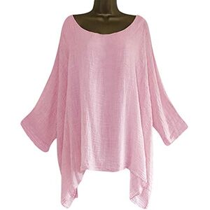 Generic Long Sleeve T Shirts for Women UK Round Neck Solid Colour Tops Ladies Summer Loose Fit Casual Blouse Dressy Going Out Tunics Pink