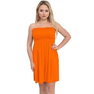 XuBiDuBi Strapless Sheering Boob Tube Gather Tops Bandeau Women Bra Mini Dress UK Orange Size 12-14