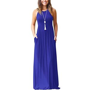 PCEAIIH Women's Casual Sleeveless Maxi Dress Loose Long Dresses with Pockets (L-B-Royal Blue)