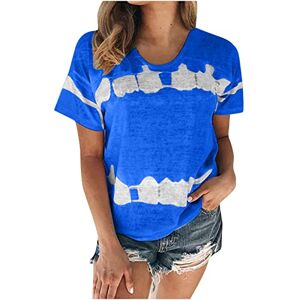 Summer Tops For Women Uk AMhomely Plus Size Tops for Women Short Sleeve Shirts Summer Casual Tees Tops Tie-dye Printed T-Shirt Blouse Crew Neck Casual Tops Summer Basic Tops Loose Fit Casual Oversized T Shirts