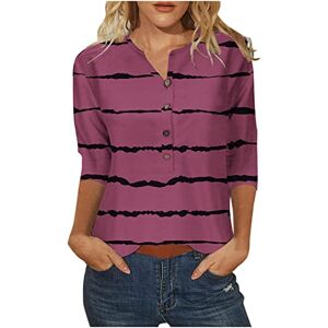 Summer Tops For Women Uk 0407c1049 Summer Shirts For Women Ladies 3/4 Sleeve Tops Short Sleeve Tops Uk Button Up Tops Pink Tshirt Tops And Blouses Stripe Elegant Retro Crewneck Easter Print Loose Tops Shirts Hot Clearance Size 8-18