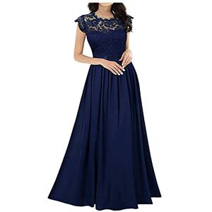 Janly Clearance Sale Women's Dress, Chiffon Dress Chiffon Stitching Lace Dress Bridesmaids Evening Gowns Women, for Holiday Summer (Navy-S