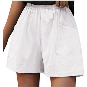 Amhomely Womens Pants Sale Clearance AMhomely Womens Cotton Linen Shorts Summer Shorts For Women UK Elastic Waisted Beach Shorts Tracksuit Bottoms Baggy Basic Shorts With Pocket Wide Leg Gym Workout Shorts Running Fitness Shorts White XL