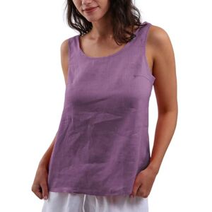 Amazhiyu Pure Linen Tank Tops, Summer Sleeveless Linen Vest Tops, Casual Crewneck Blouse Loose Fit 100% Linen Purple Large