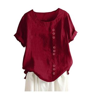 Ladies Jumpers Size 22 Casual Tops T-Shirt Loose Plus Womens Blouse Button Tanic Size Boho Daily Women's Blouse (Red-2, XL)