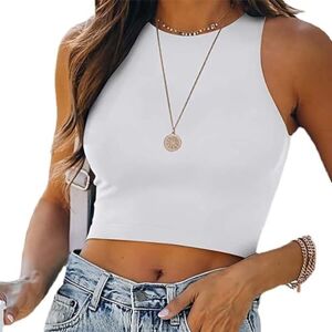 Asiyan T-Shirt Women's Crop Top Short Sleeve Women's Summer Sexy Shirt Summer Women Plain Crop Top Streetwear Casual Slim Top T Shirt Short Sleeve Elegant Shirts Womens Casual ( Color : White , Size : XXL )