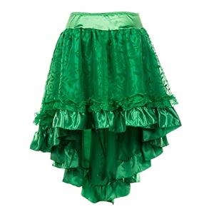 JozAdy Women Victorian Steampunk Skirt Gothic Vintage Multi Layered Chiffon Dress Vampire Costume (22-24, Green)