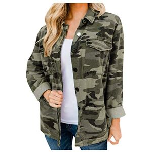 Celucke Women's Long-sleeved Camouflage Print Coat Casual Stand Collar Jacket Overcoat Outwear Tunic