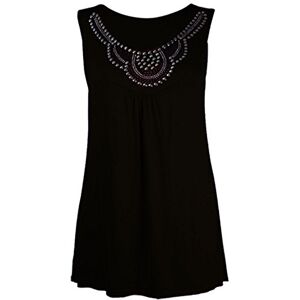 Candid Styles Womens Beaded Stud Flared Tunic Ladies Swing Long Vest Top T-Shirt Dress Plus Size 14-28, (18, Black - Womens Stud Detail Stretch Flared Top)