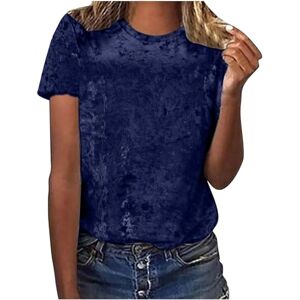 Ladies Tops Size 22-24 Uk Prime Velvet Short Sleeve T Shirts for Women UK Crew Neck Tops Casual Fashion Blouse Crewneck Loose Fit Tunic Tops Summer Spring Outfit Ladies Work Office Tee Shirt Solid Color Top Dark Blue