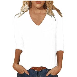 Tunic Tops For Women Uk 240316 Tpa295 Women Clothes Clearance 3/4 Sleeve Blouses Basic Casual Loose Funny Tshirts Plain Color Tunic Top V Neck Summer Tops Elegant Office Work Holiday Tee Shirt Sale