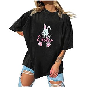 Womens Tops 230512hhxdxuk104441 Tops for Women UK Plus Size 22/24 Easter T Shirts Women Casual Tops for Women UK Womens Crew Neck T Shirts Short Sleeve Tops Yoga Print Pullover Blouse Shirt Black