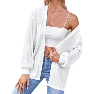 Generic Women Summer Long Sleeve Cardigan Open Front Lightweight Soft Casual Loose Fit Coat White