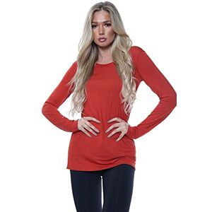 Unique AA ESSENTAILS&#174; Women Ladies Long Sleeve Round Neck Plain Top Stretchy Casual Summer T-Shirts Basic Slim fit Tee Tops (Rose Pink, 24-26)