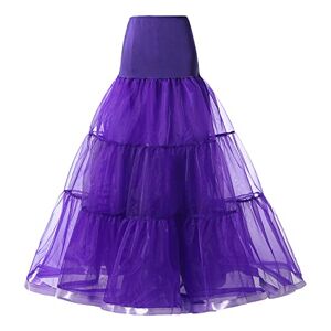 Alunsito Women's Elastic High Waist Mesh Tulle Maxi Skirts Pleated A-Line Swing Skirt Elegant Princess Tutu Skirt Solid Prom Formal Party Petticoat Skirt, Purple, Small/Medium