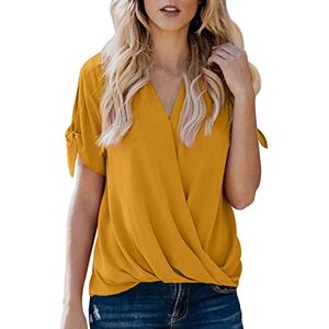 Generic One Shoulder Ribbed Top Knitted Tank Top Womens Oversized Denim Shirt Cute Oversized T Shirts Chain Blouse Round Neck T Shirt for Ladies Cami with Built in Shelf Bra Formal Tops for Ladies Yellow