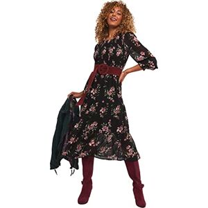 Joe Browns Women's Long Mesh Sleeve Roses Dress Casual Night, Black, 8