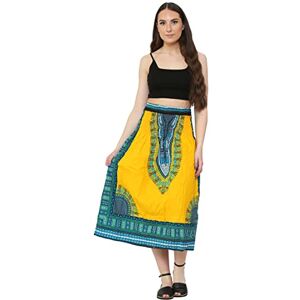 shop5pound.com New Ladies Beautiful African Dishiki Print Summer 100% Cotton Skirt Colorful Design One Size (Yellow)